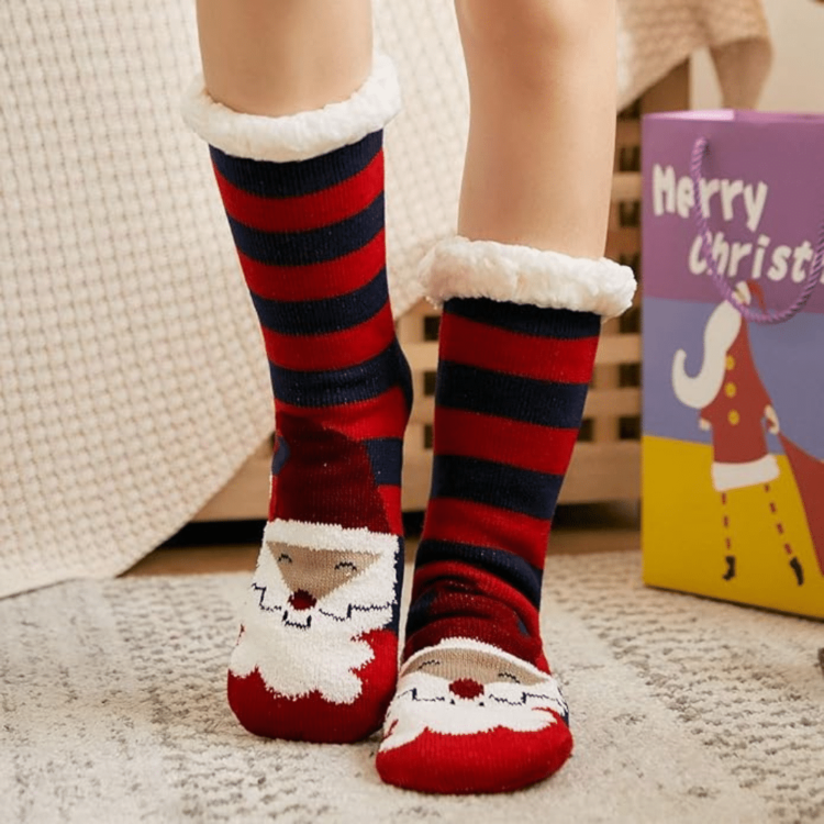 Chaussettes de Noël polaire Père Noël bonnet 2 Chaussettes de Noël polaire Père Noël bonnet 2
