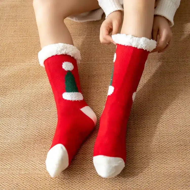 Chaussettes noel bonne rouge Chaussettes noel bonne rouge