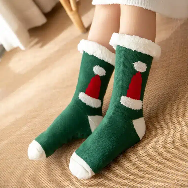 Chaussettes noel bonnet vert Chaussettes noel bonnet vert