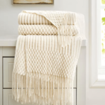 Plaid chaud et doux à franges 5