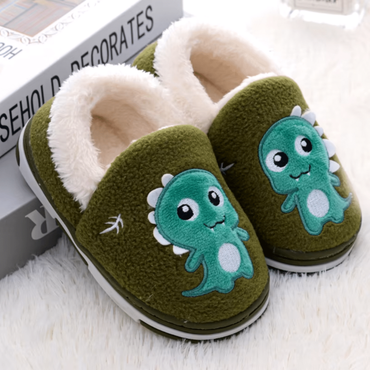 Chaussons enfant fourrés dinosaure mignon 2 Chaussons enfant fourrés dinosaure mignon 2