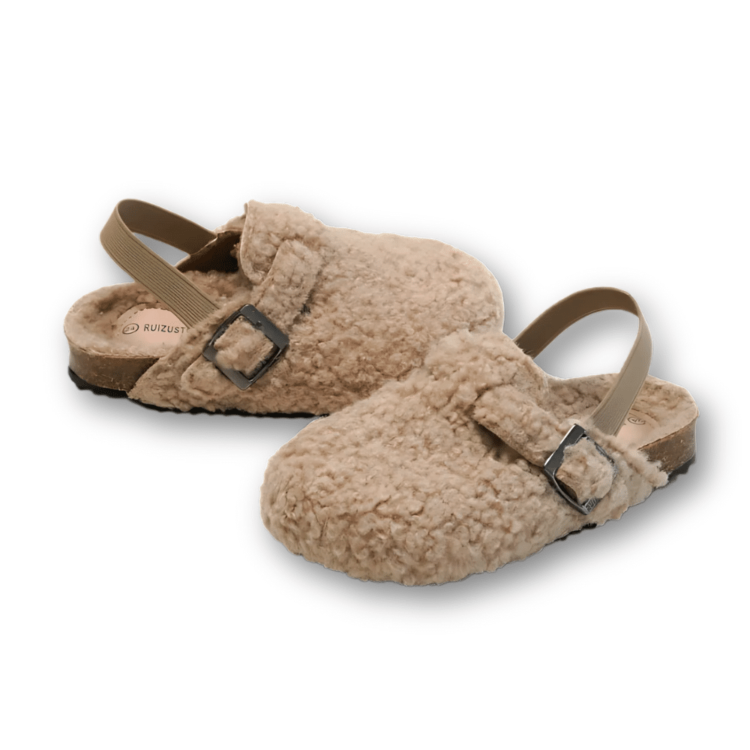 Chaussons enfant sabots mouton avec élastiques 3 Chaussons enfant sabots mouton avec élastiques 3