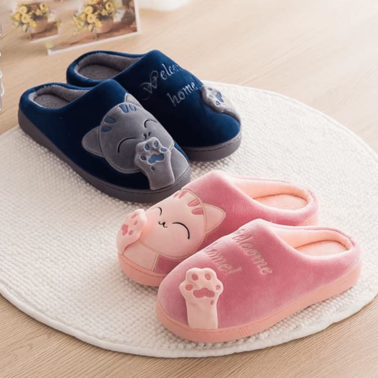 Chaussons femme confort chat welcome home