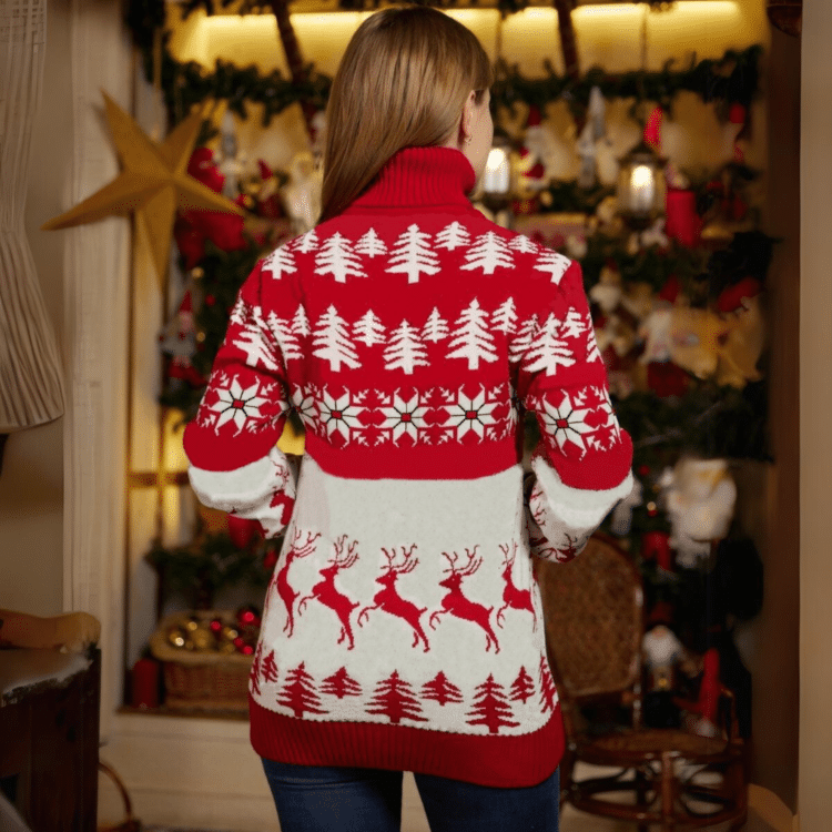 Pull de noël femme rennes joueurs3 Pull de noël femme rennes joueurs3