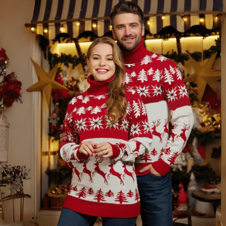 Pull de noël femme rennes joueurs4 Pull de noël femme rennes joueurs4