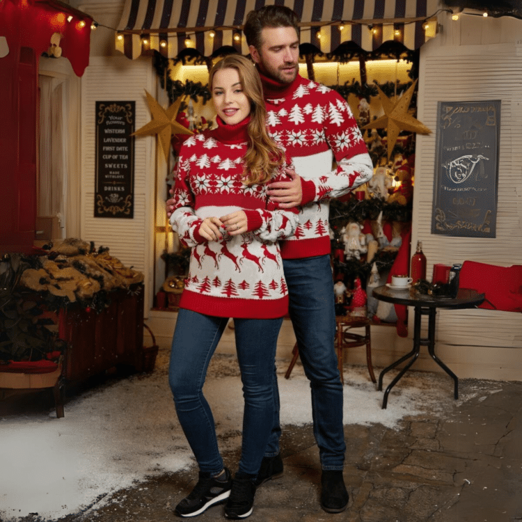 Pull de noël femme rennes joueurs5 Pull de noël femme rennes joueurs5