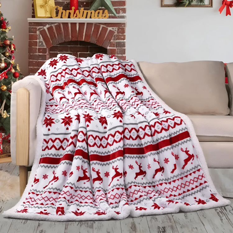 Plaid de Noël Blanc Manteau 1 Plaid de Noël Blanc Manteau